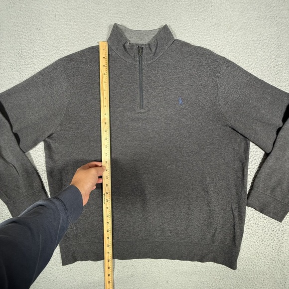Polo Ralph Lauren Sweater Mens XL Gray 1/4 Zip Pullover Viscose Blend Preppy - Picture 6 of 12
